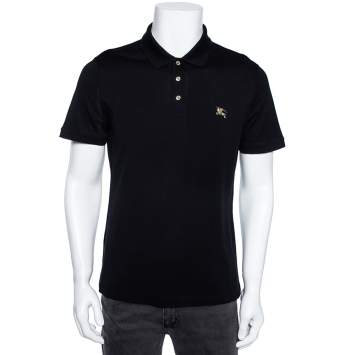 Pre Owned Burberry Black Cotton Pique Talsworth Short Sleeve Polo T-Shirt L