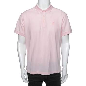 مملوكة مسبقًا Burberry Pink Cotton Pique Logo Embroidered Polo T-Shirt XL