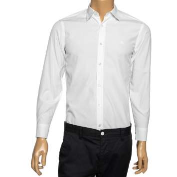 Pre Owned Burberry White Cotton Button Front Shirt XS