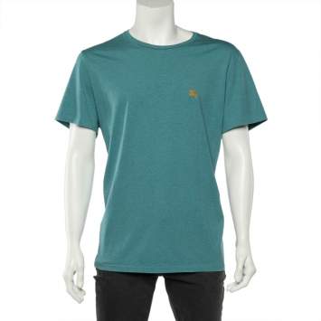 Pre Owned Burberry Turquoise Green Cotton Knit Roundneck T-Shirt XXL