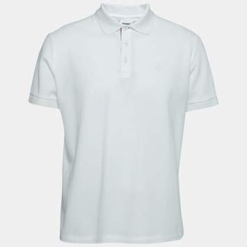 Pre Owned Burberry White Cotton Polo T-Shirt XL