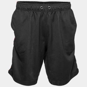 Pre Owned Burberry Black Knit Side Check Stripe Drawstring Shorts M
