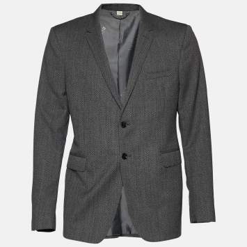 Pre Owned Burberry Grey Textured Wool Sandhurst Tailored Jacket  XXL