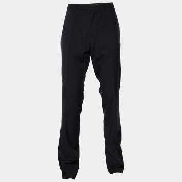 Pre Owned Burberry Black Virgin Wool Trousers L