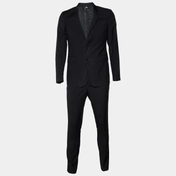 Pre Owned Burberry Black Wool Suit M