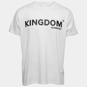 Pre Owned Burberry White Cotton Kingdom Print Crewneck T-Shirt S