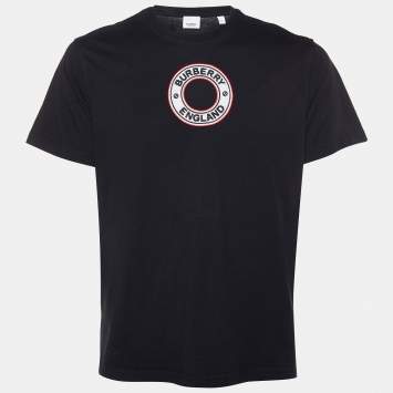 Pre Owned Burberry Black Archway Circle Logo Embroidered Cotton Knit T-Shirt M