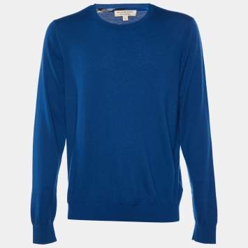 Pre Owned Burberry Navy Blue Cashmere Crewneck Jumper XL