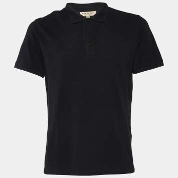 مملوكة مسبقًا Burberry Black Cotton Pique Polo T-Shirt L