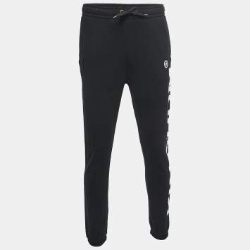 Pre Owned Burberry Black Knit KINGDOM Printed Side Detail Jog Pants S