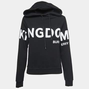 Pre Owned Burberry Black KINGDOM Printed Knit Hooded Sweatshirt XS