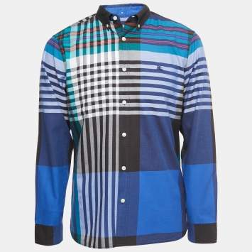 Pre Owned Burberry Multicolor Checkered Cotton Full Sleeve Shirt L