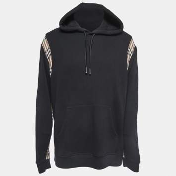 Pre Owned Burberry Black House Check Patterned Cotton Hoodie XL