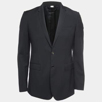 Pre Owned Burberry Black Wool Single Breasted Blazer L
