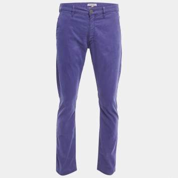 Pre Owned Burberry Purple Cotton Regular Fit Trousers L