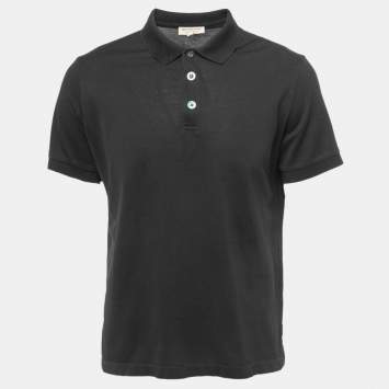 مملوكة مسبقًا Burberry Black Cotton Pique Polo T-Shirt L
