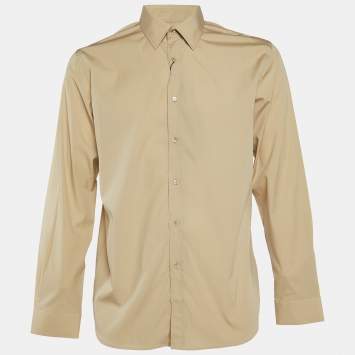 Pre Owned Burberry Beige Cotton Button Front Full Sleeve Shirt L