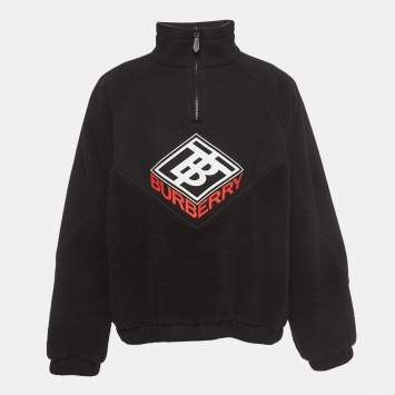 Pre Owned Burberry Black Modal Logo Detailed Sweater XL
