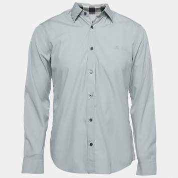 مملوكة مسبقًا Burberry Light Blue Stretch Cotton Long Sleeve Classic Shirt M