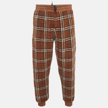 Pre Owned Burberry Brown Dimitri Check Fleece Joggers XXL