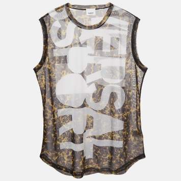 مملوكة مسبقًا Burberry Black Printed Crewneck Tank Top M