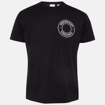 Pre Owned Burberry Black Printed Cotton Knit Crew Neck Tshirt XXS