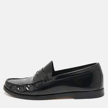 Pre Owned Burberry Black Brushed Leather Rupert Loafers Size 41
