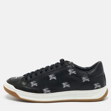 Burberry Black Leather Timsbury Low Top Sneakers Size 42.5