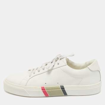 Burberry White Leather Low Top Sneakers Size 44