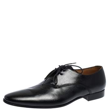Pre Owned Burberry Black Leather Menning Lace Up Oxfords Size 44