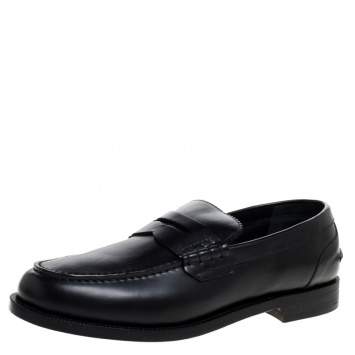 Pre Owned Burberry Black Leather Bedmont Penny Loafers Size 43.5