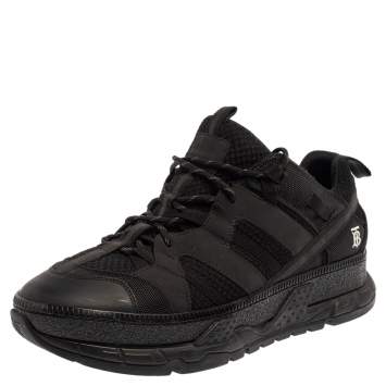 Pre Owned Burberry Black Mesh And Nubuck Leather RS5 Low Top Sneakers Size 45