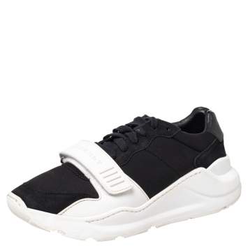 مملوكة مسبقًا Burberry Black Neoprene Ramsey Low Top Sneakers Size 40