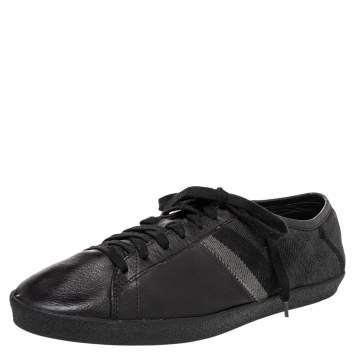 Pre Owned Burberry Black/Grey Nova Check Canvas And Leather Cap Toe Low Top Sneakers Size 43