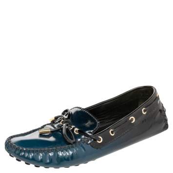 Pre Owned Louis Vuitton Two Tone Patent Leather Arizona Slip On Loafers Size 39