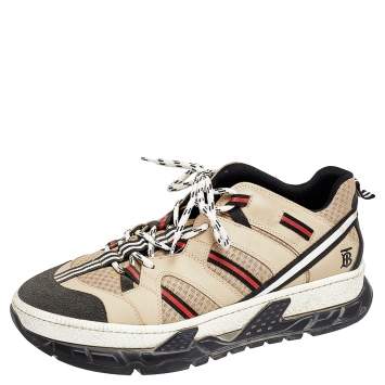 مملوكة مسبقًا Burberry Beige Leather And Mesh RS5 Low Top Sneakers Size 44