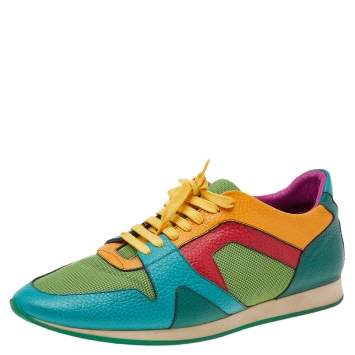 مملوكة مسبقًا  Burberry Multicolor Leather And Mesh Lace Up Sneakers Size 44