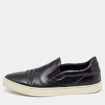مملوكة مسبقًا Burberry Black Leather Slip On Sneakers Size 43
