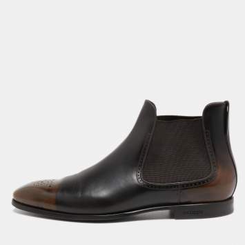 Pre Owned Burberry Two Tone Leather Chelsea Boots Size 46