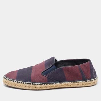Pre Owned Burberry Two Tone Canvas Hodgeson Slip On Espadrilles Size 44