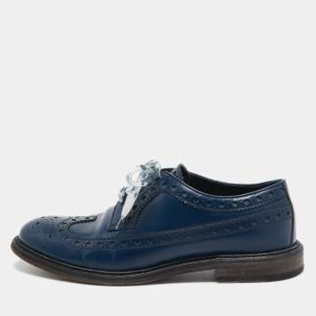 Pre Owned Burberry Blue Brogue Leather Alexton Lace Up Oxford Size 42.5