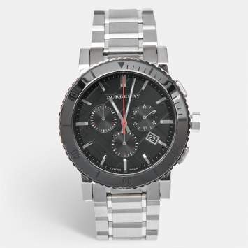 Pre Owned Burberry The City BU9380 Black Dial Ceramic Stainless Steel Men's Wristwatch 43 mm