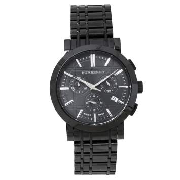 Pre Owned Burberry Black PVD coated Stainless Steel Heritage BU1373 Men's Wristwatch 40 mm
