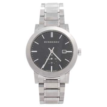 Pre Owned Burberry Black Stainless Steel BU9901 Men's Wristwatch 42 mm