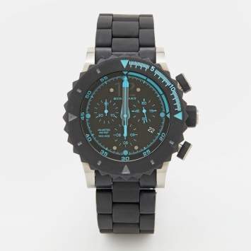 Pre Owned Burberry Black Stainless Steel Rubber Antartic BU7661 Men's Wristwatch 42 mm