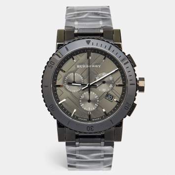 Pre Owned Burberry Black PVD Coated Stainless Steel BU9381 Men's Wristwatch 42 mm
