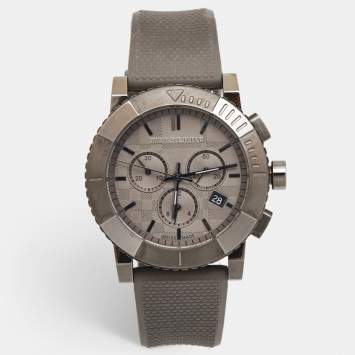 Pre Owned Burberry Grey PVD Stainless Steel Rubber Trench BU2302 Men's Wristwatch 42.5 mm