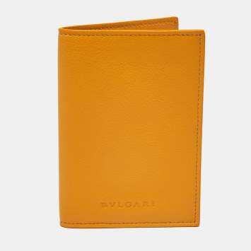 Pre Owned Bvlgari Mustard Leather Passport Holder