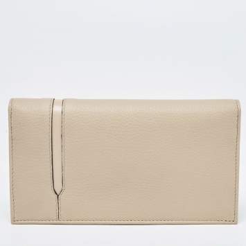 Bvlgari Two Tone Beige Leather Bifold Long Wallet