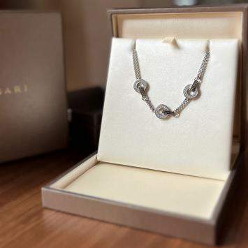 Pre Owned Bvlgari Bvlgari Bvlgari 18K White Gold and Diamond Bracelet 